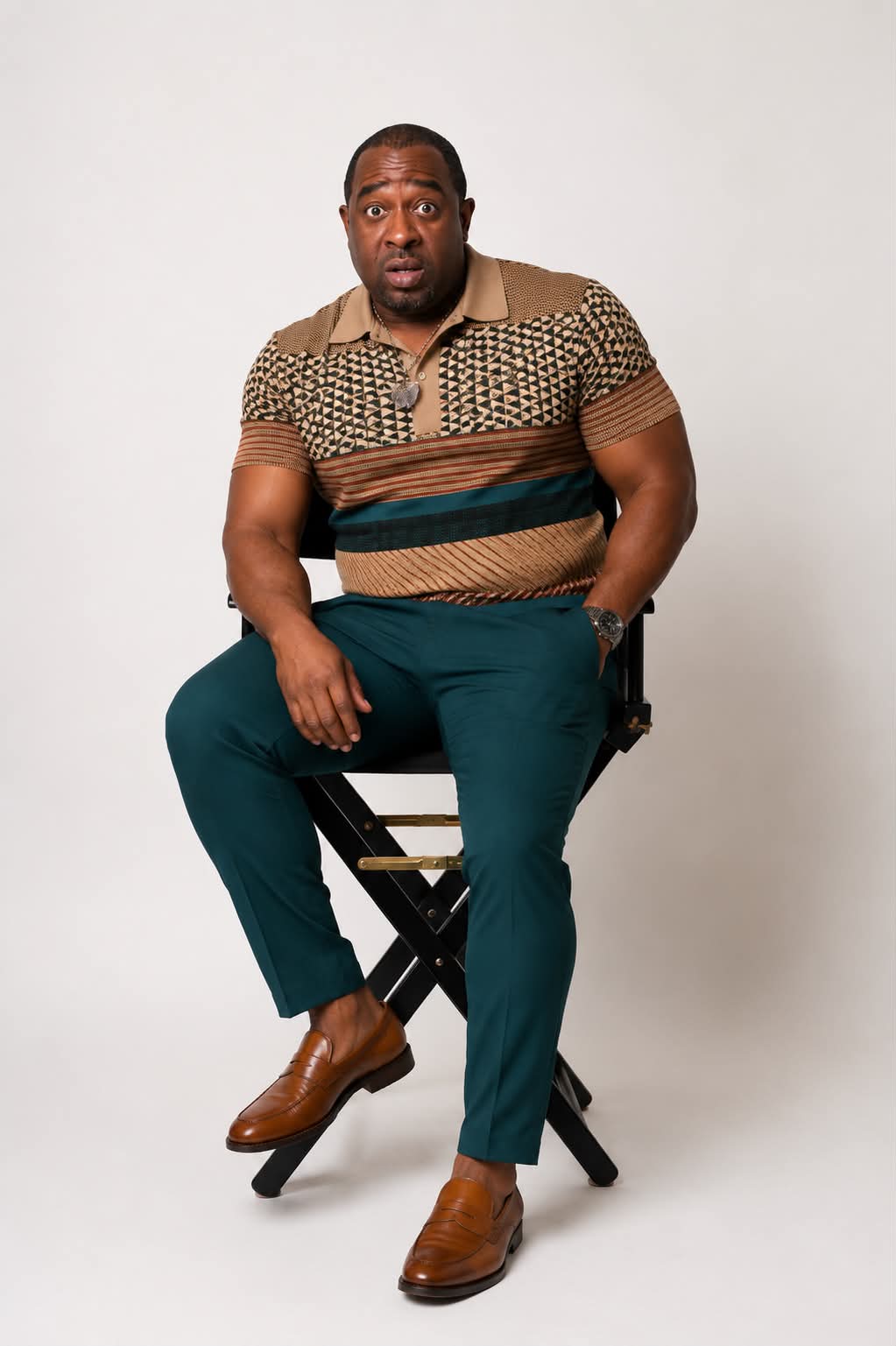 Big Keef seated in teal